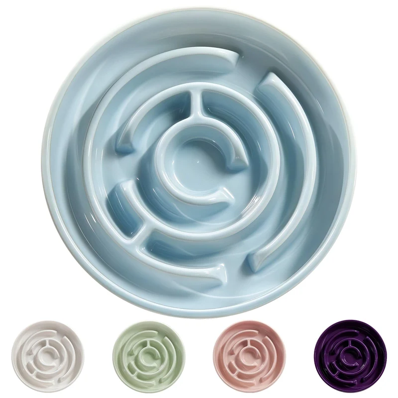 Soniuong Bol Céramique à Alimentation Lente – 1,5 Tasses, Anti-Gourmand pour Chien et Chat