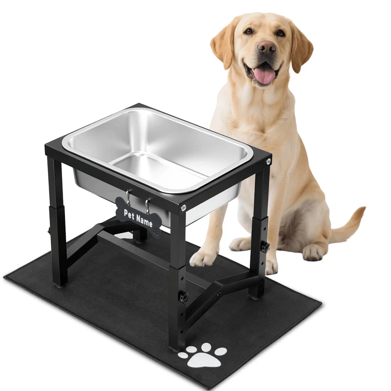 Flodomix Bol d’eau surélevé pour chien – 2 galons, 4 hauteurs ajustables, base antidérapante