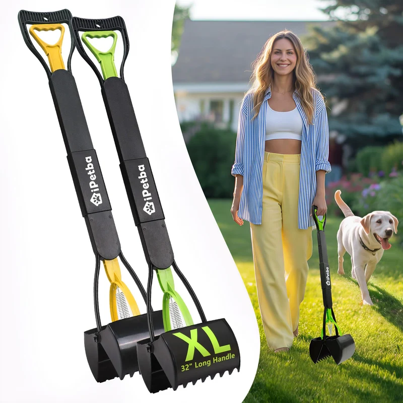 iPetba 32 pouces – Lot de 2 ramasse-crottes pour gros chiens, long manche sans se baisser