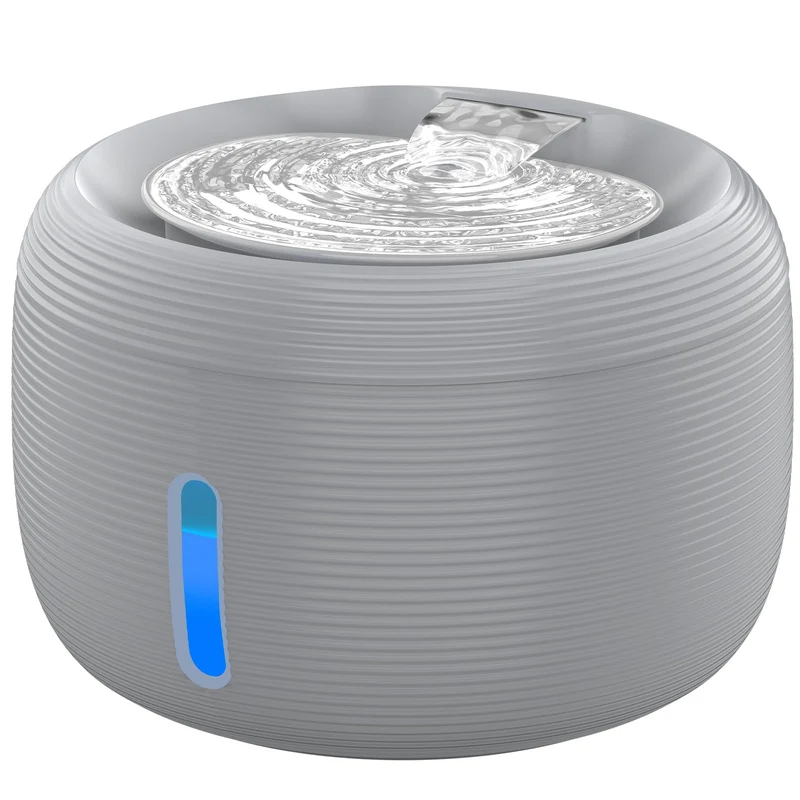 SIBAYS FS77 – Fontaine d'eau pour chats 3,5 L, silencieuse, filtration en 5 couches, LED et fenetre de niveau