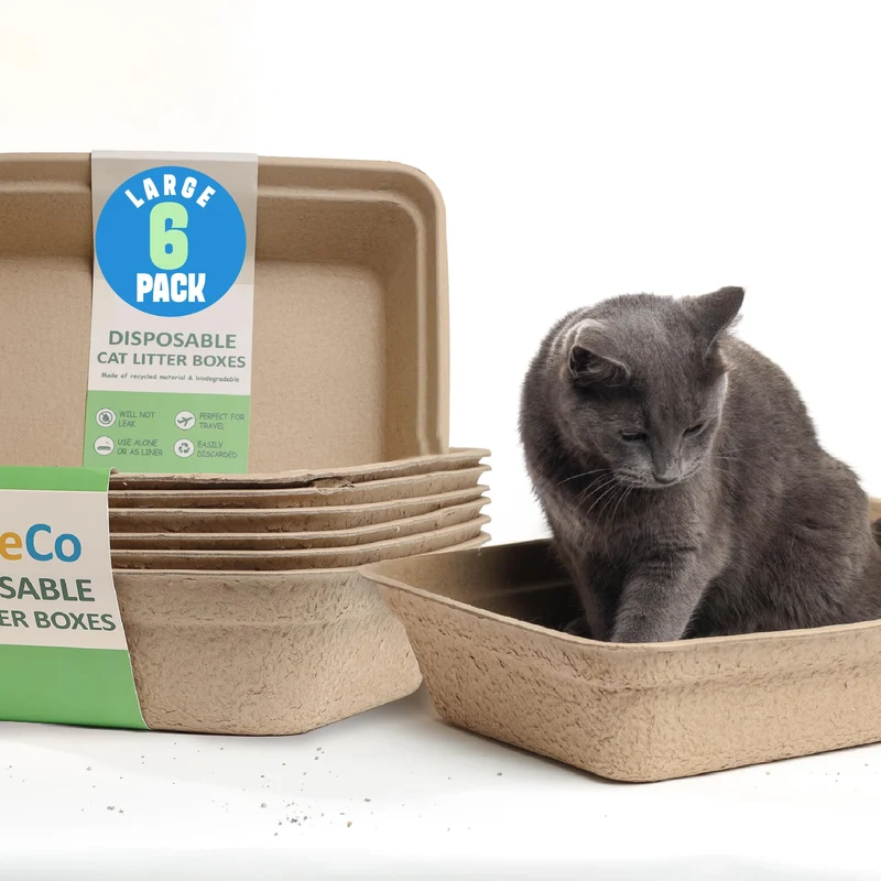 CallieCo Boîtes à Litière Jetables pour Chats – Voyage Portable et Biodégradables (Lot de 6)