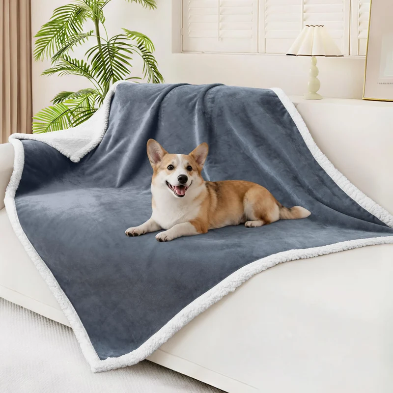Smiry Couverture Étanche pour Chiens Grands – Réversible, Lavable, 50x60 cm, Gris/Blanc