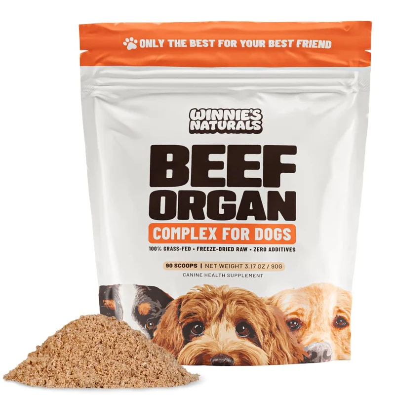 Winnie's Naturals Complexe d'organes de bœuf pour chiens — Multivitamine et soutien articulaire (90 portions)
