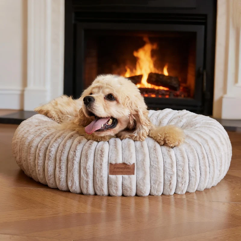 FUKUMARU Petit Lit Chien Donut Dégradé — Confort Orthopédique 25 pouces