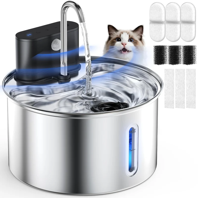 Cityflee Fontaine d'eau sans fil pour chats et chiens – 3,5 L, rechargeable, silencieuse