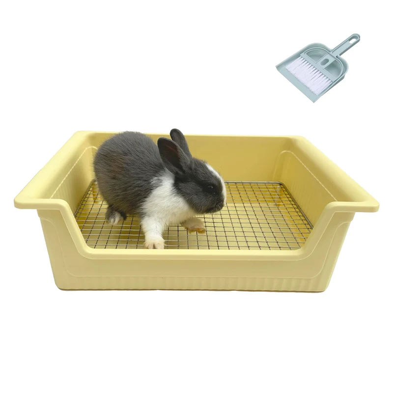 Amlmpet Bac de Litière en Acier Inoxydable pour Petits Animaux – Grand Potty d’Angle (15×11,2×4,8 po)
