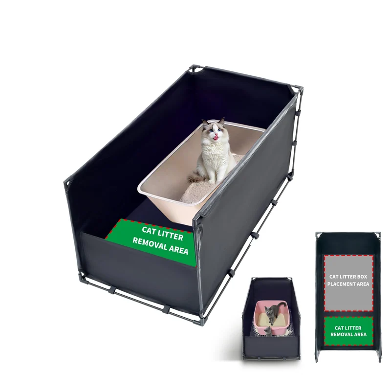 OCMML Enceinte Litière Chat Extra Large — Bac couvert waterproof et portable (Grand)