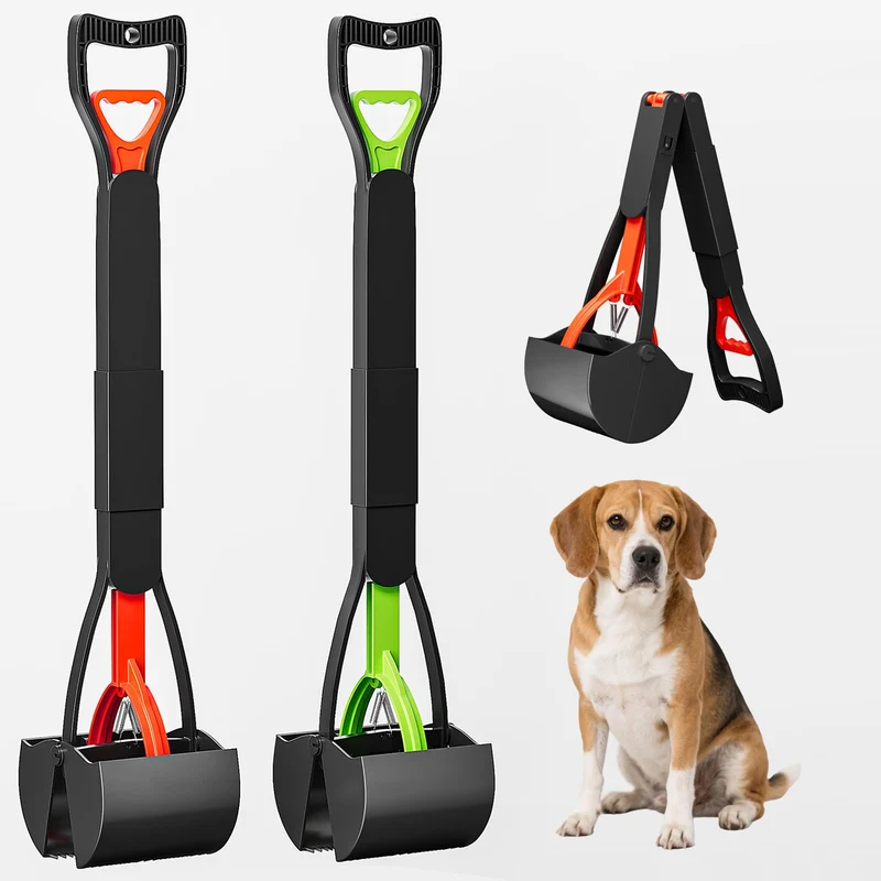 Sunbaba – Lot de 2 Ramasse-crottes pour chien pliables 32 po, manche longue, léger et robuste