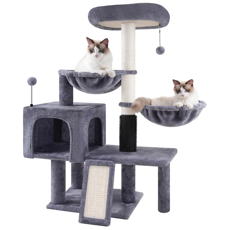ROYPET Arbre à chat avec condo et deux hamacs – Gris