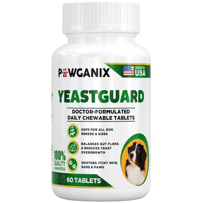 Pawganix YeastGuard Probiotiques pour Chiens – Soutien Quotidien Allergies & Démangeaisons – 60 Pastilles