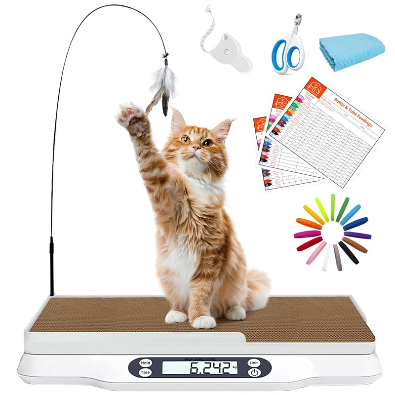 Kanmeii Balance Multifonction pour Animaux jusqu’à 66 Livres — Balance avec LCD, Hold/Tare et Accessoires