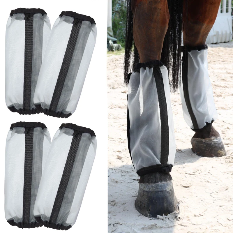 Wizbrio – Bottes anti moustiques en maille fine pour cheval, 4 pack gris clair