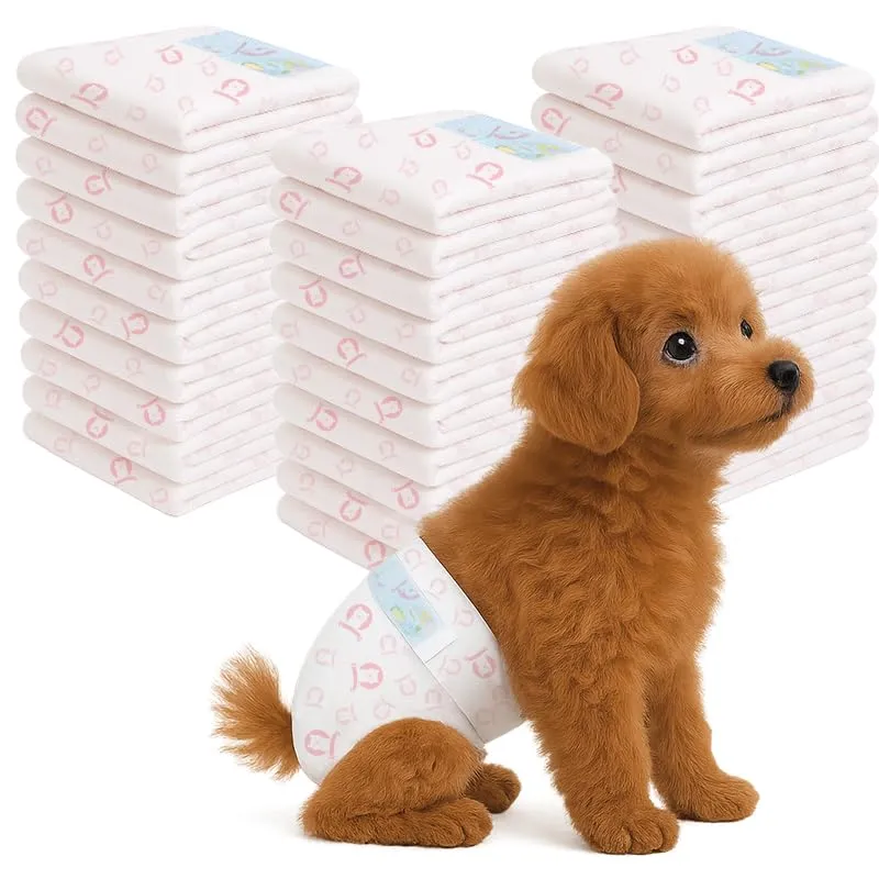 GEHUIZER Couches Jetables pour Chien Femelle Rose – 90 Unités Ultra Absorbantes et Imperméables | Petite Taille 25–42 cm