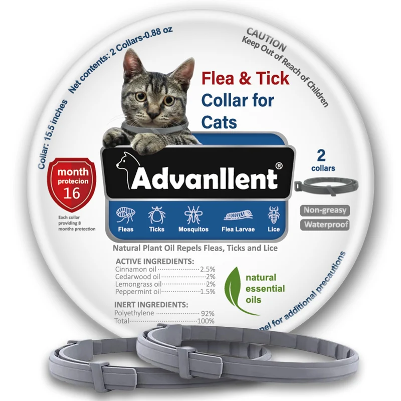 Advanllent Collier Anti-Puces pour Chats – 2 Pack, 16 Mois de Protection, Imperméable