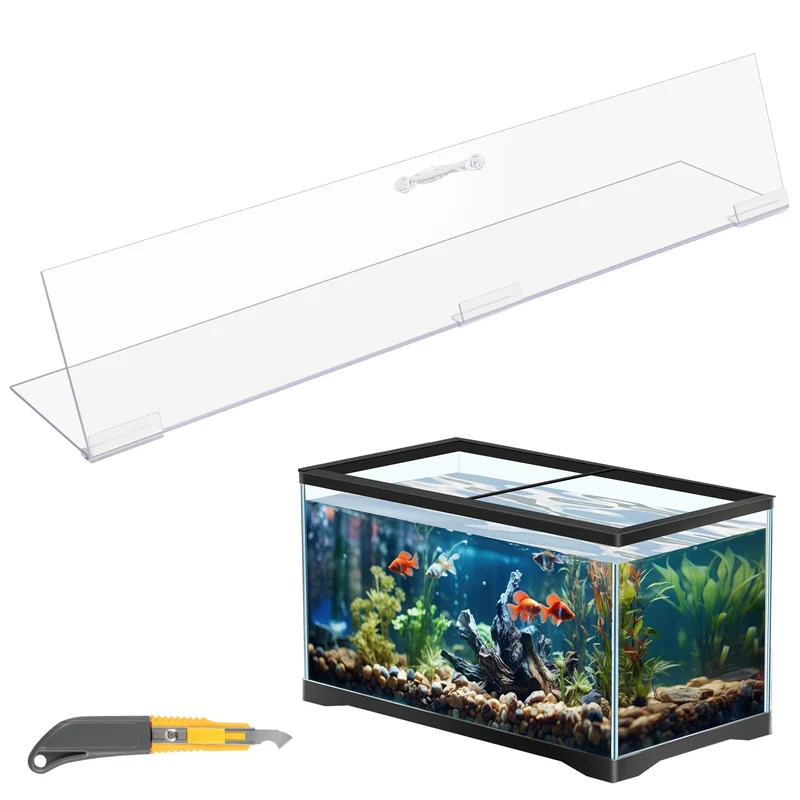 Capot d’aquarium Sieral en polycarbonate – clair, 39,05 x 19,37 cm, pour environ 19 L (≈5 gal) sans barre centrale, livré avec couteau à crochet
