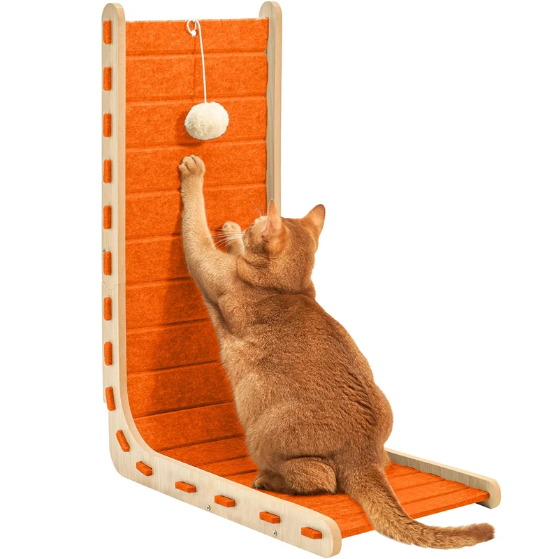 Nxwjoy Grattoir pour Chat en Feutre – Tapis en L, Orange, 30x42x68 cm