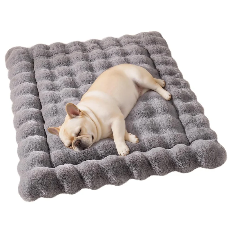 SOMAHE Tapis Matelas pour Chat et Petit Chien – Peluche Douce, Lavable en Machine, Anti-Dérapant 27x20 po Gris