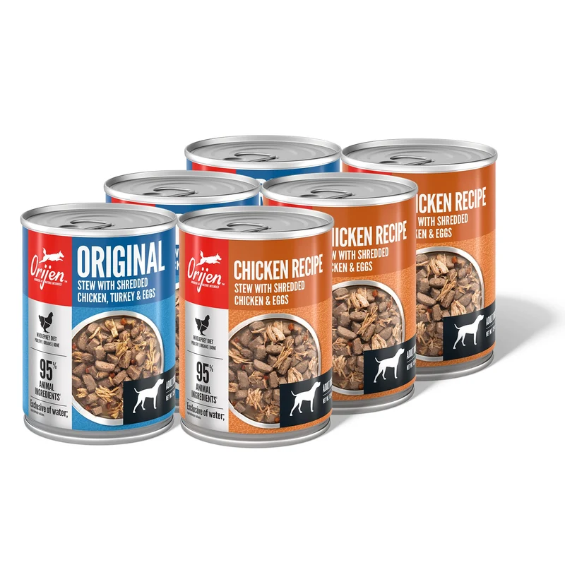 ORIJEN Pack Varié Humide pour Chien – Original et Recettes Poulet (6 boîtes 12,8 oz)