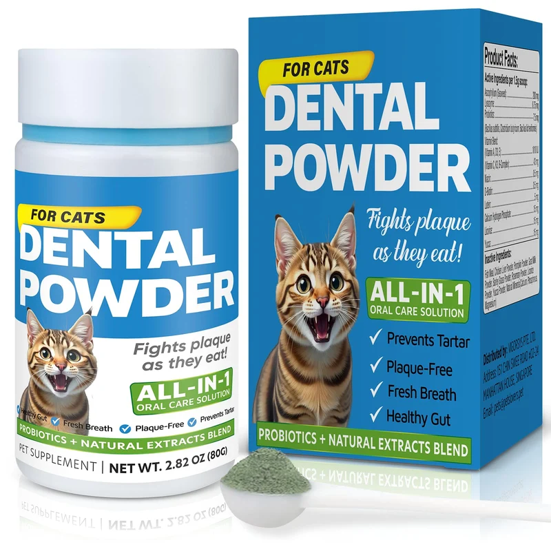 Spanielbuns Poudre Dentaire pour Chats – Plaque, Tartre, Haleine Fraîche, Probiotiques Naturels