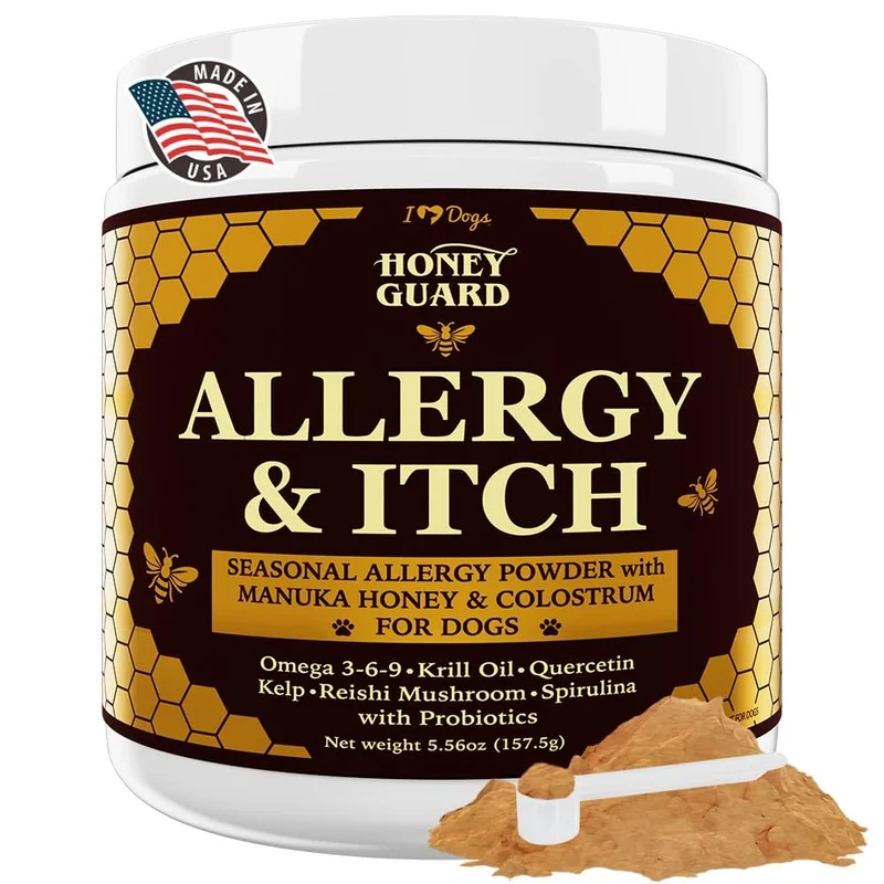 iHeartDogs Honey Guard Poudre Allergies & Démangeaisons pour Chiens – Oméga-3-6-9 Extra Fort (90 dosettes)