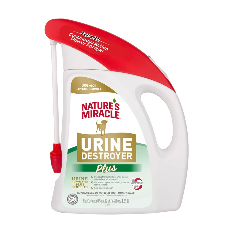 Nature's Miracle Détriteur d’urine Plus pour chiens — Flip & Go Pulvérisateur, 64 oz, Formule enzymatique