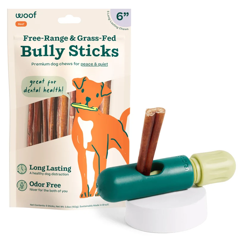 WOOF BullySafe et Bâtons à Mâcher – Distraction Durable et Sécurité pour Chiens, 6 pouces, Lot de 5