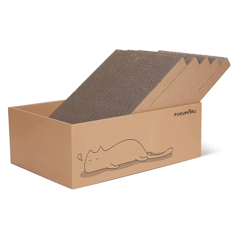 FUKUMARU - 5 Plateaux Griffes Chat Grand Format 11,4 Pouces – Boîte Grattoirs Carton Réversibles