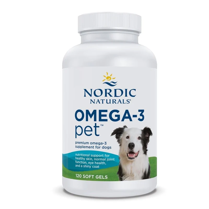 Nordic Naturals Omega-3 pour animaux – Sans Saveur, 120 Gélules, 320 mg Omega-3 par Gélule – Huile de Poisson pour Chiens