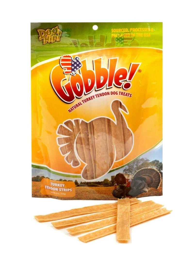 Dog Nip Gobble : Bâtonnets de tendon de dinde 6 pouces, 170 g, sac refermable – fabriqué aux États-Unis, friandise naturelle hypoallergénique pour chiens
