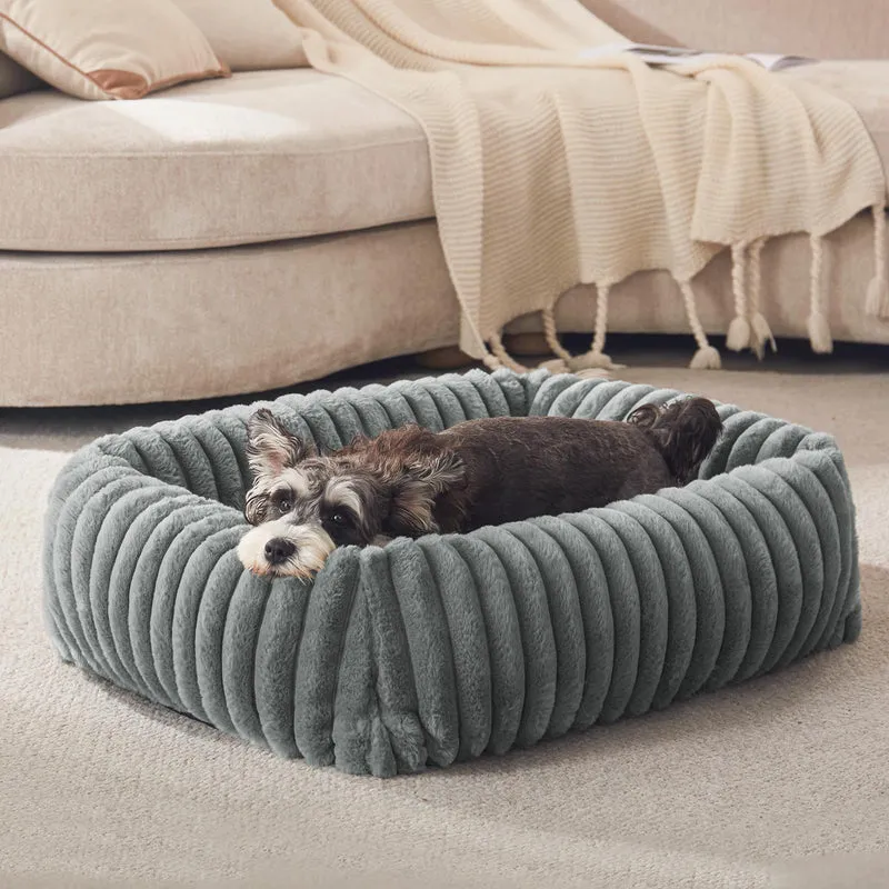 FURTIME Lit orthopédique pour petit chien – Housse lavable, base anti-dérapante, Gris, S (20x19x6 pouces)