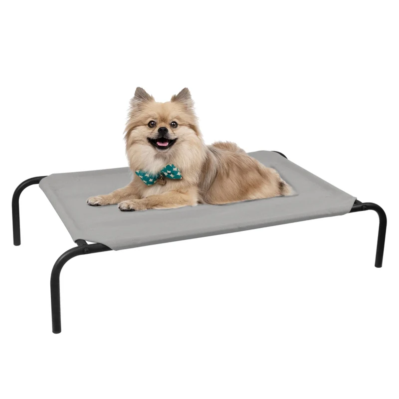 PHYEX Lit Surélevé pour Petits Animaux – 33 pouces, Gris, Cadre Acier, Usage Intérieur/Extérieur