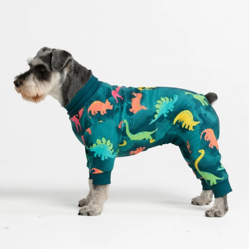 Spark Paws Pyjama Chien – Dinosaures, Ultra-doux, 4‑Voies, Taille M