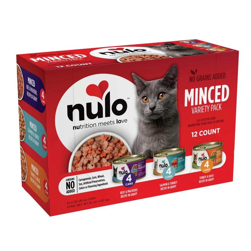 Nulo Variété Sans Céréales – Pâtée humide hachée pour chats, 3 oz (lot de 12)