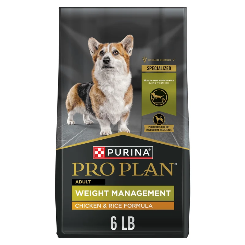 Purina Pro Plan Gestion du Poids – Croquettes sèches poulet et riz pour chien, sac de 6 lb