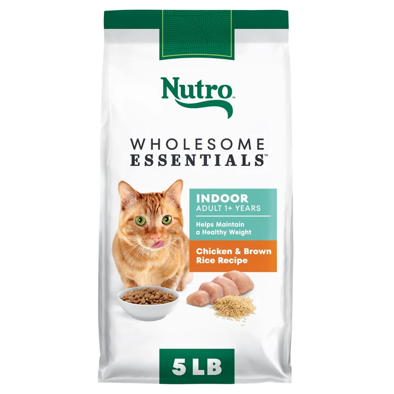 Nutro Wholesome Essentials – Croquettes pour chats interieur au poulet et riz brun, 5 lb
