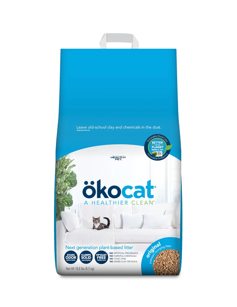 ökocat Original Litière pour Chat — Bois Naturel, Sans Parfum, Agglomérante, 8,5 kg (18,8 lb)