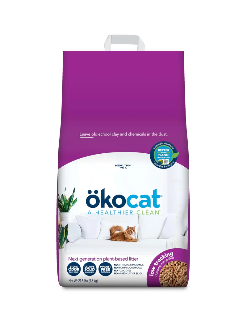 ökocat Litière pour Chats – Pellets Mini en Bois Sans Parfum, 9,75 kg, Moins de Poussière et de Traces, Odeurs Naturelles, Idéale pour Poils Longs