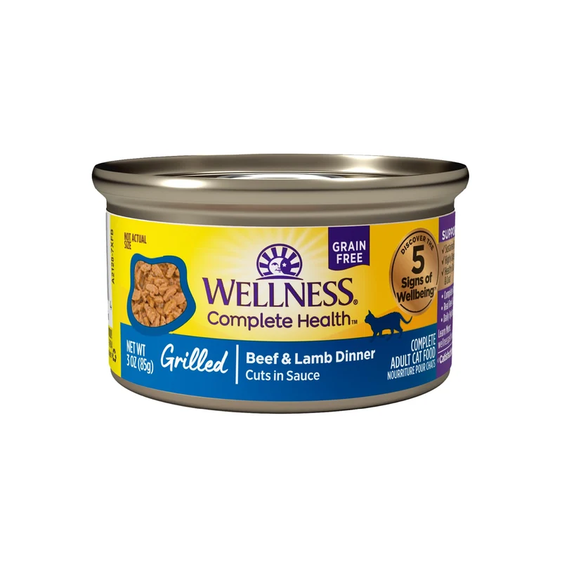 Wellness Complete Health – Nourriture humide grillée pour chat adulte, bœuf et agneau, sans céréales, 3 oz, pack de 12