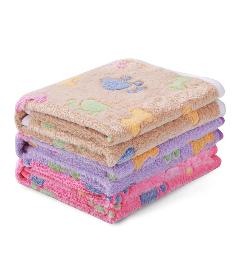 Luciphia – Lot de 3 couvertures pour animaux en velours doux, motif os – Grand