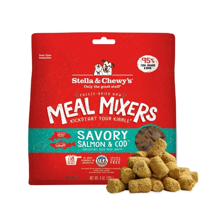 Stella & Chewy's Mixeurs Freeze-Dried Saumon & Morue – Topper pour chien | Sans céréales | 8 oz