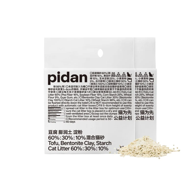 pidan Mix Litière pour Chats – Litière Tofu/Bentonite/Amidon 60/30/10 % | Absorption élevée, Agglomération rapide, Évacuation dans les toilettes