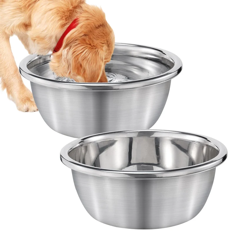 MEWTOGO – 2 Bols pour Chiens Grands, Capacité 1,3 Galons, Acier Inox Alimentaire, Faciles à Nettoyer (Intérieur/Extérieur)