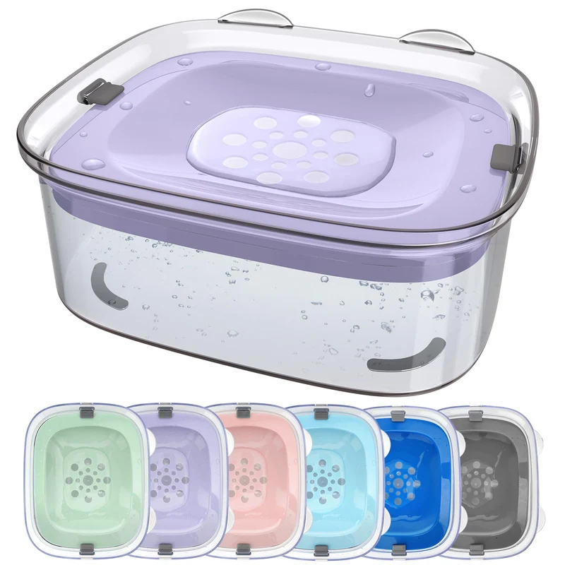 AONKEY Bol d'Eau pour Chien 3L – Anti Débordement, Disque Flottant, Violet