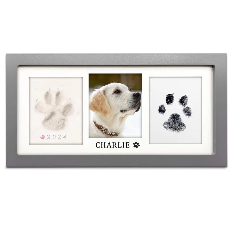 MYPAWLETS Cadre Empreinte Patte – Kit Empreinte Chien et Chat, Argile Douce et Encre Propre, Cadre Mémorial Personnalisable