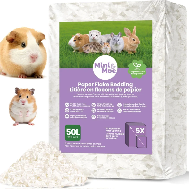 mini&moe Litière pour Petits Animaux 50L – Sans Poussière, Absorbante et Sans Odeur