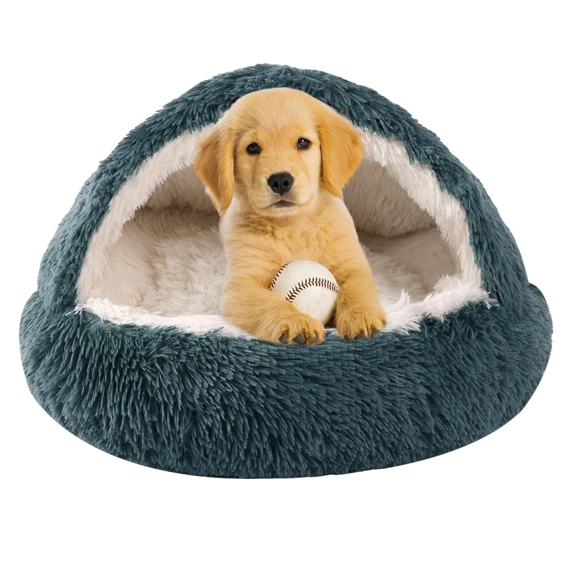 Lit pour petits chiens et chats WgoogW — Cave douillette lavable, anti-dérapant, 20 x 20 pouces (gris foncé)