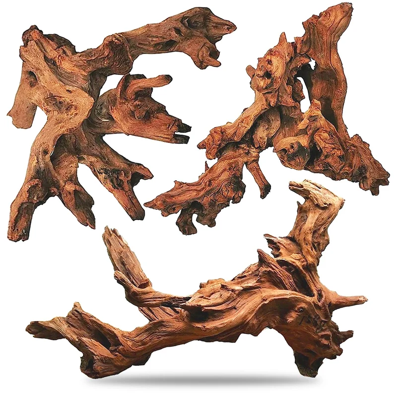 Hamiledyi Bois Flotté Naturel – 3 Pièces Tronc et Branches 8-12 Pouces pour Aquarium et Terrarium