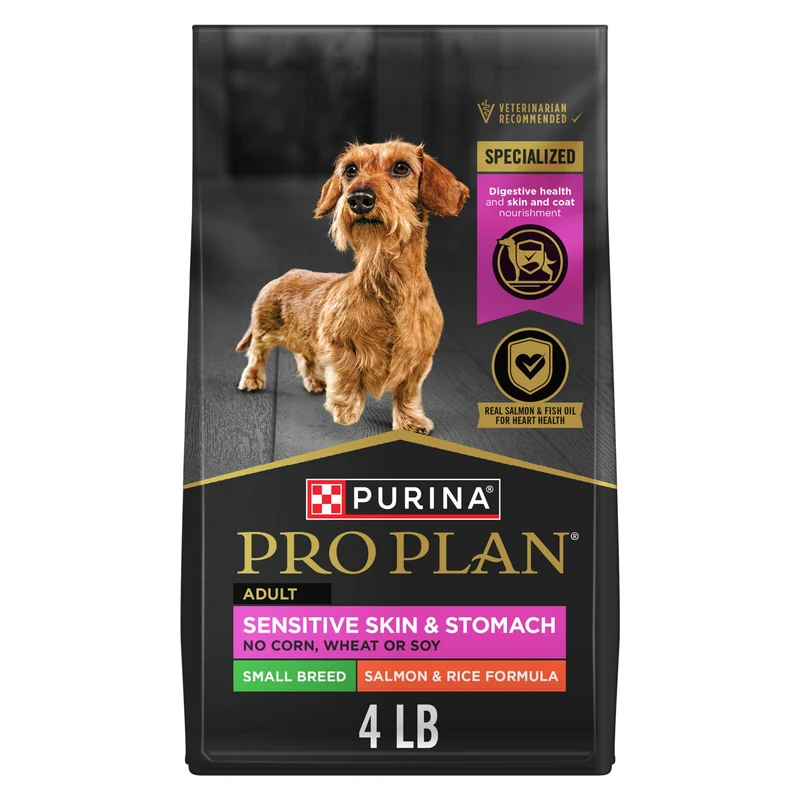 Purina Pro Plan Petite Race — Formule Saumon et Riz pour Chiens Adultes à Peau et Estomac Sensibles, Sac de 4 lb