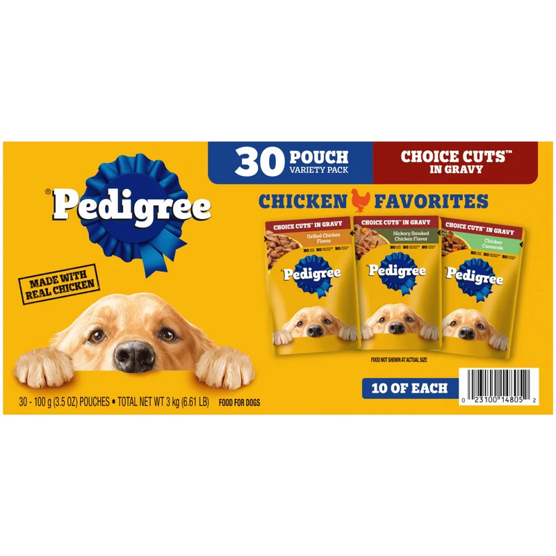 Pedigree Morceaux Choisis dans Jus — Nourriture humide pour chien adulte, lot varié, sachets de 100 g, 30 unités