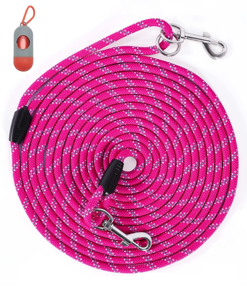 Lanwandeng Longe pour Chien – Longue de 10 à 100 ft, Réfléchissante et Robuste pour Entraînement et Plein Air